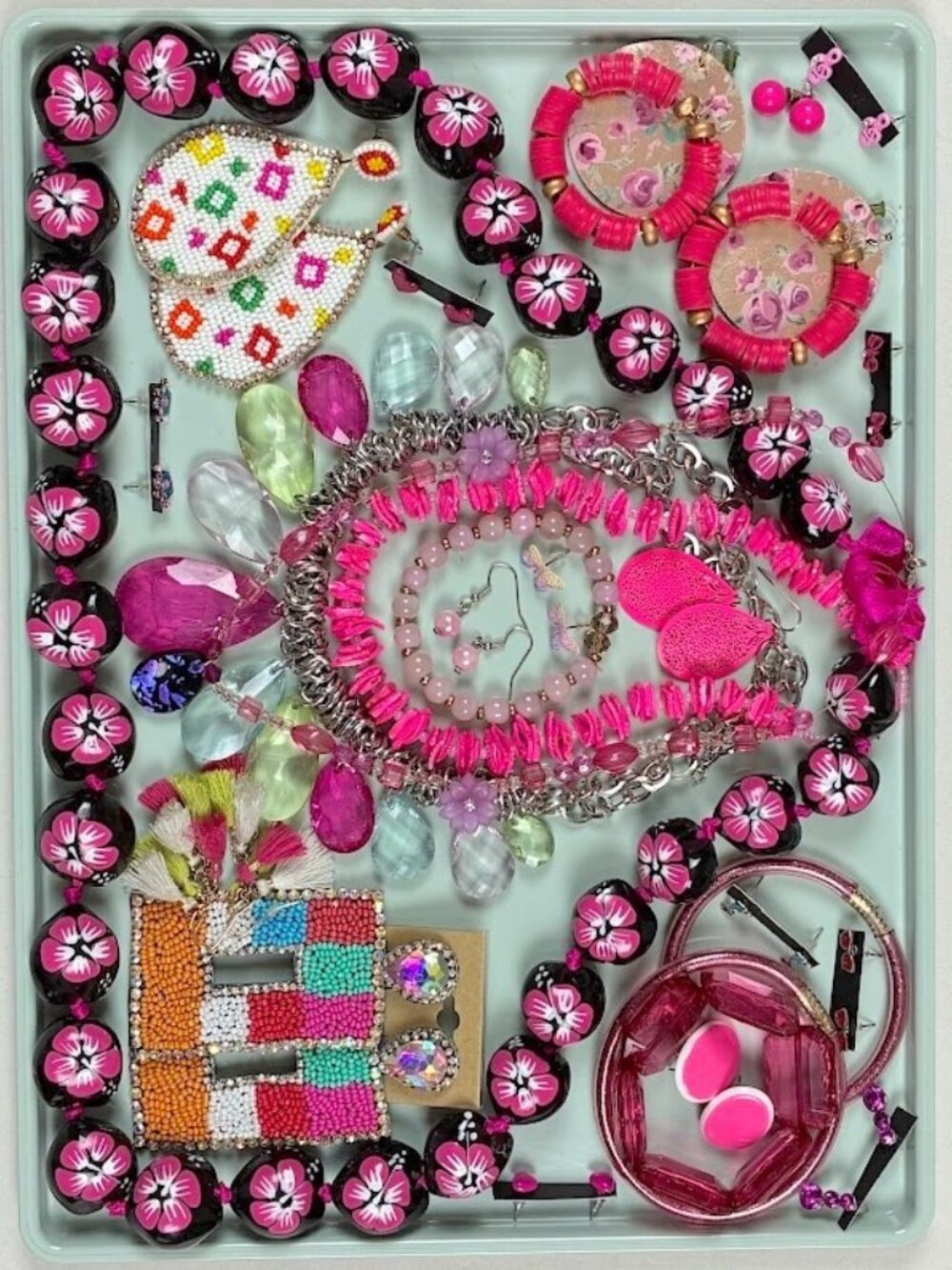 Jewelry Lot PINK Kukui Nut Wearable Statement Earrings Halloween 26 pcs  1+ lb